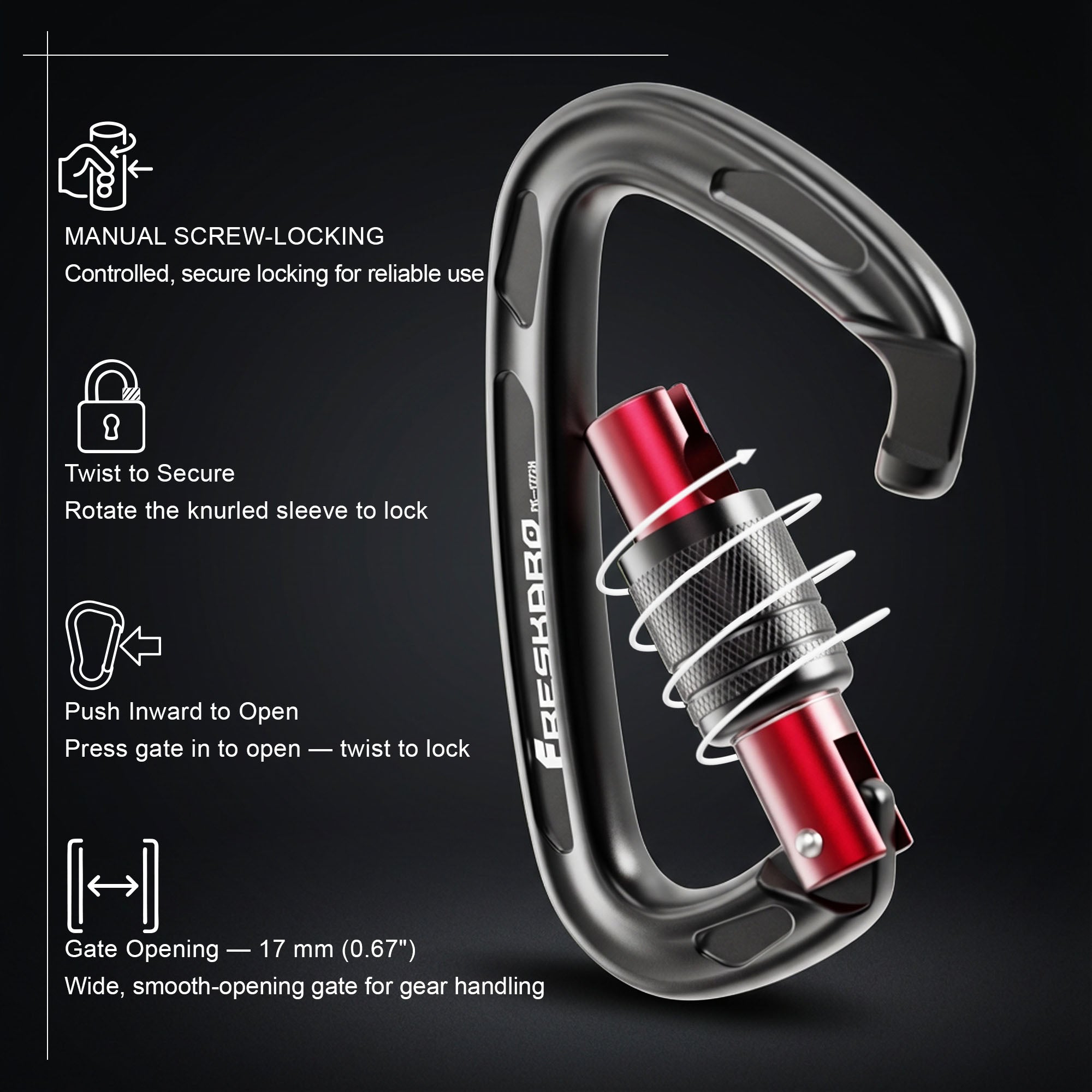 25kN Screw Lock Carabiner Clip climbing Approved