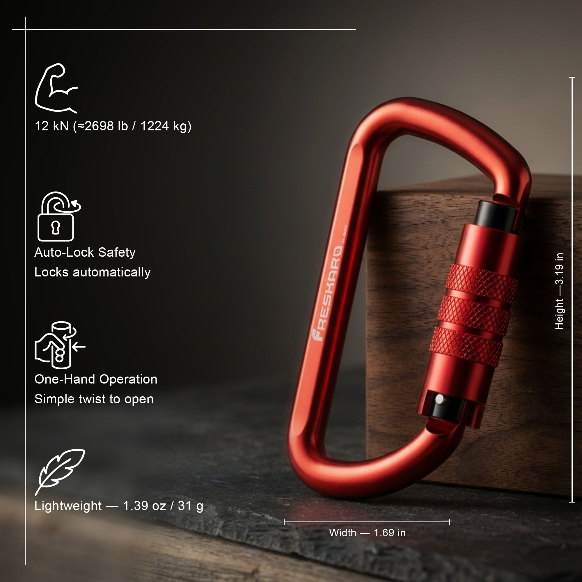 12kN Best Seller Auto Locking Carabiner Clip