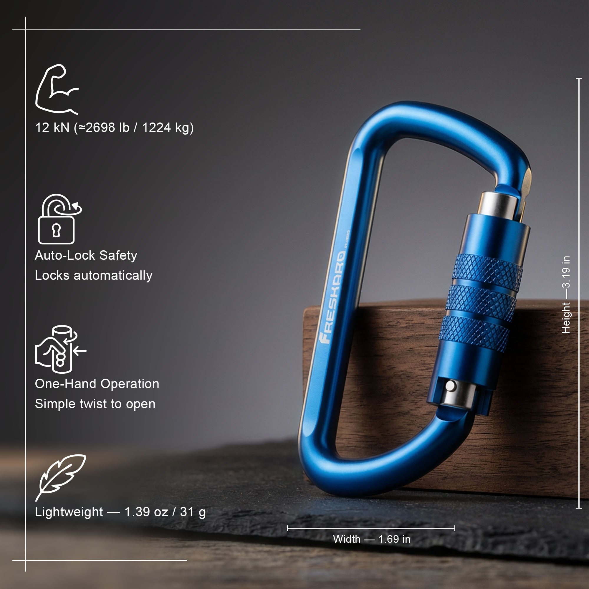 12kN Best Seller Auto Locking Carabiner Clip