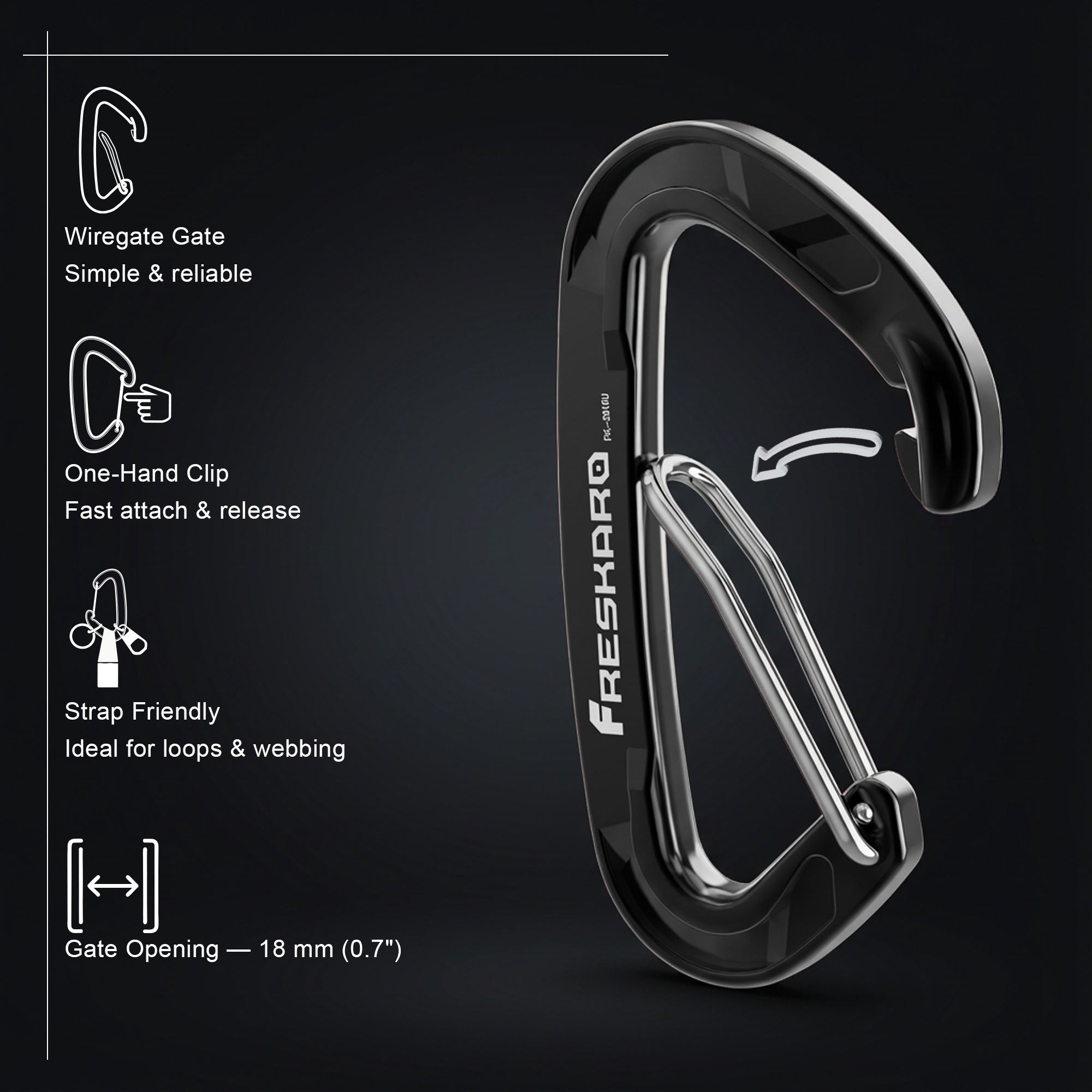 Large Multi Pack 15kN Wiregate Carabiner Clip