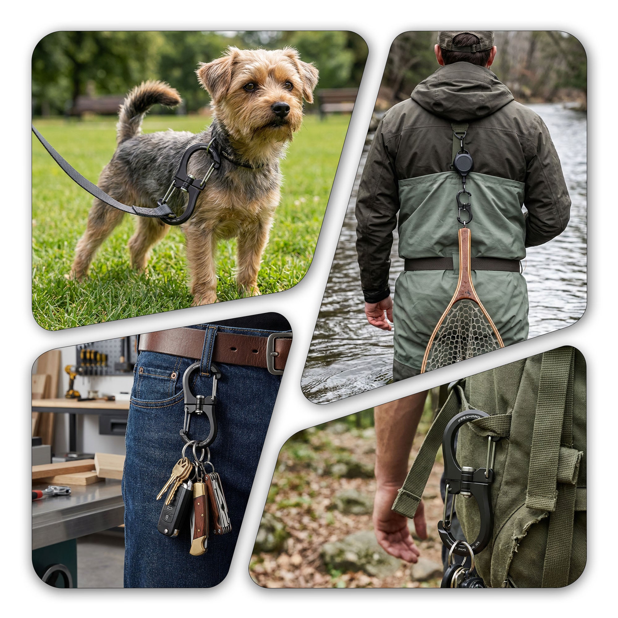 5Pack 1kN Wiregate 360Degree Carabiner Clip