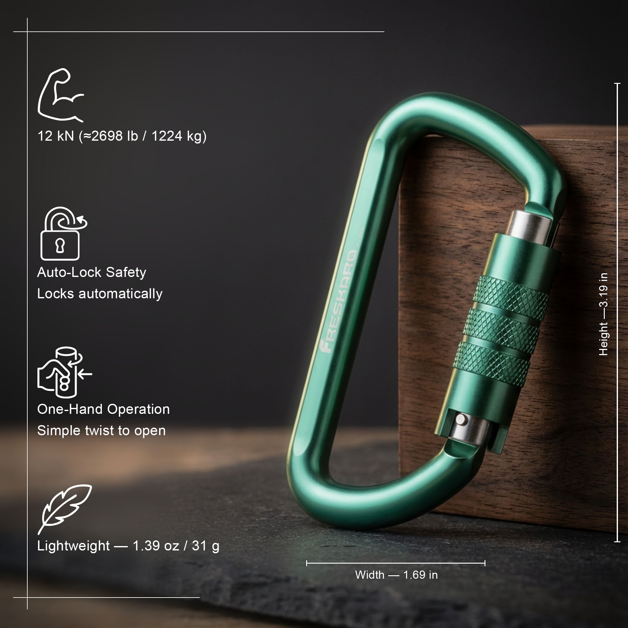 12kN Best Seller Auto Locking Carabiner Clip