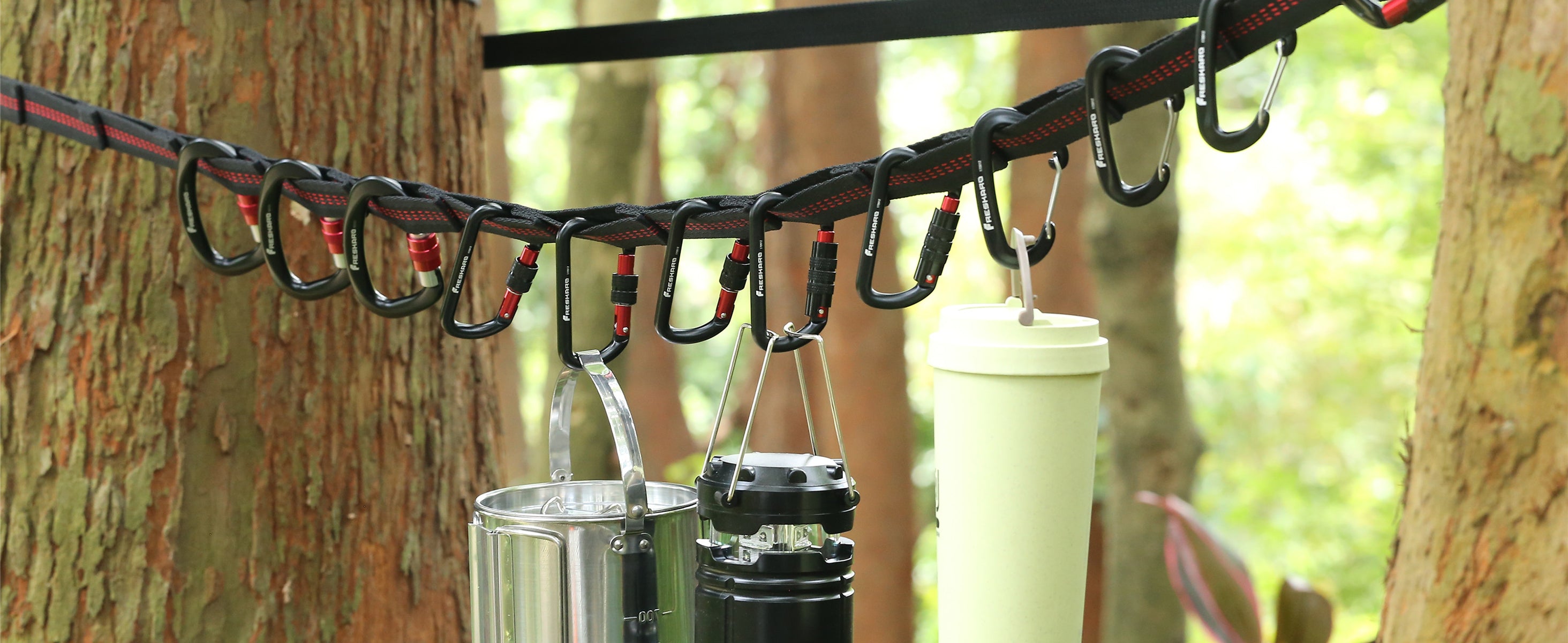 Carabiner for camping uses for hanging every kind of items.