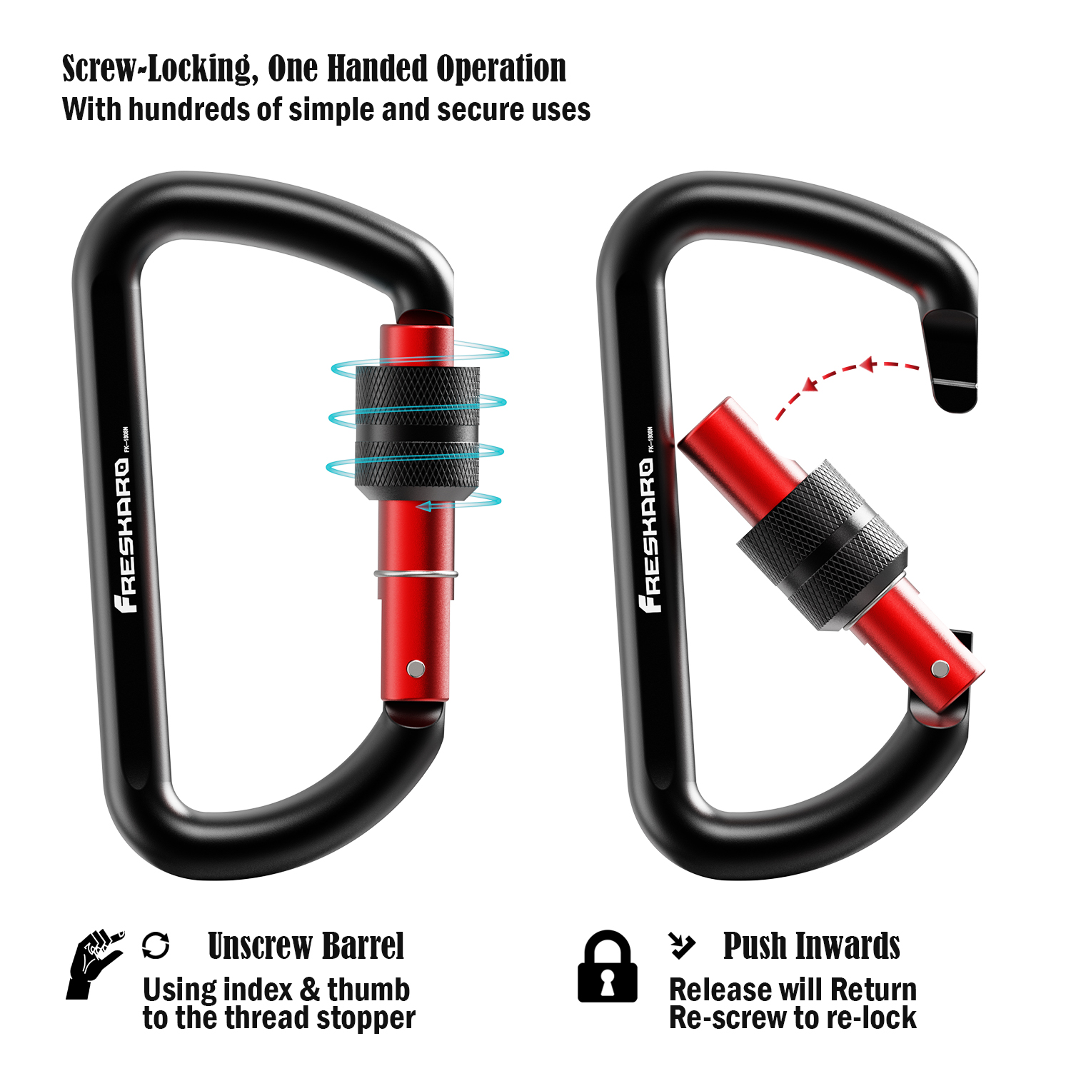 Extra-Small Locking Black Carabiner Clip