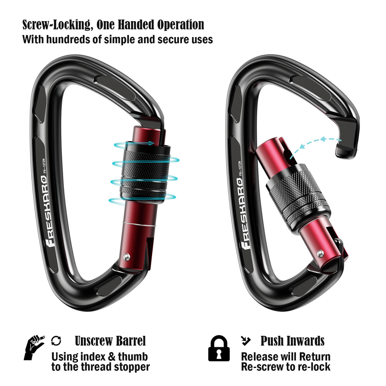 Climbing Carabiners, Locking Carabiner Clip O-shaped 25kn Rock Climbing  Carabiner Hook With Screwgate For Climbing, Rappelling, Hammocks, Dog  Leash, W